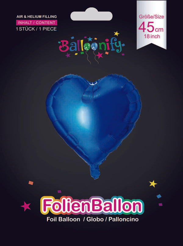 Folienballon Herz in Blau, 45cm
