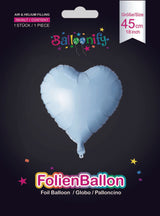 Folienballon Herz in Hellblau, 45cm