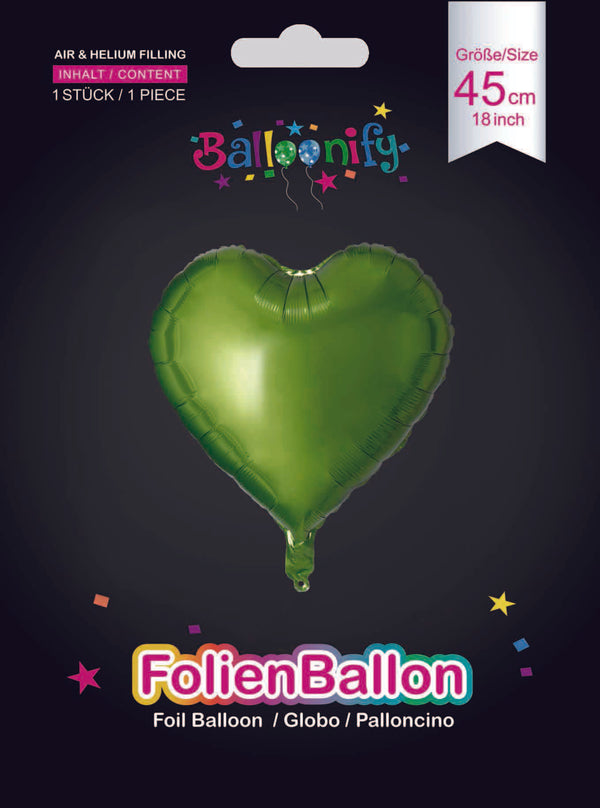 Folienballon Herz in Grün, 45cm