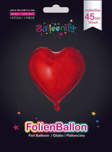 Folienballon Herz in Rot, 45cm