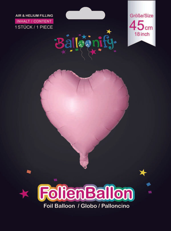 Folienballon Herz in Rosa, 45cm