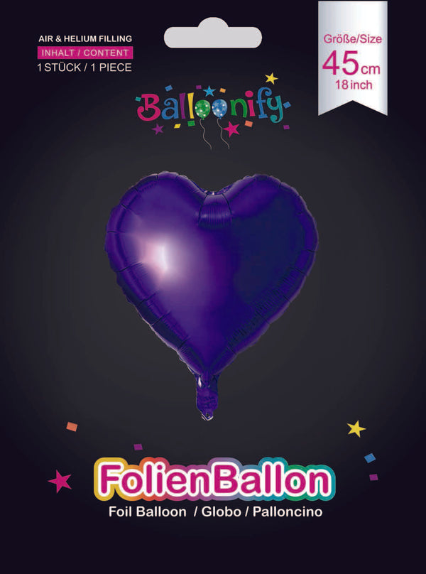 Folienballon Herz in Lila, 45cm