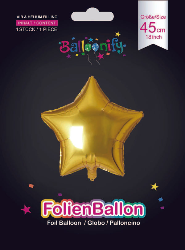 Folienballon Stern in Gold, 45cm