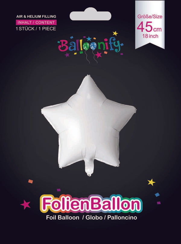 Folienballon Stern in Weiß, 45cm