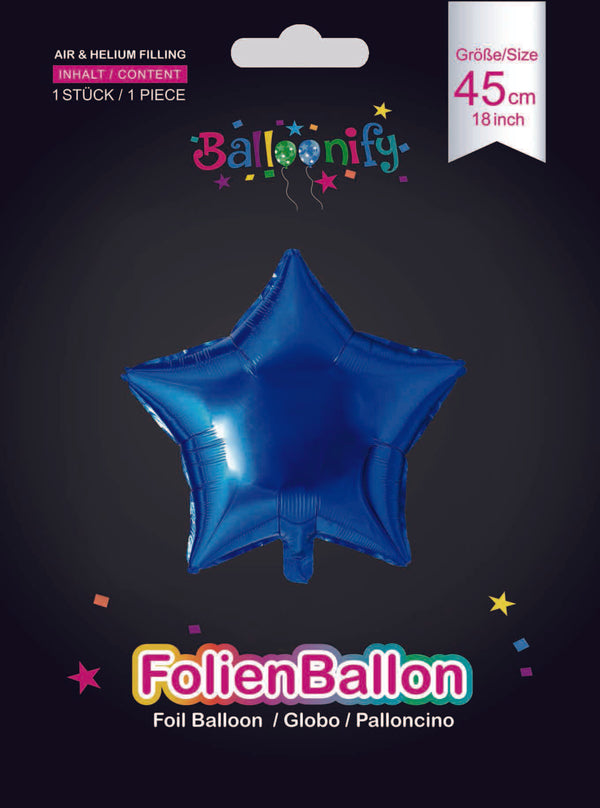 Folienballon Stern in Blau, 45cm
