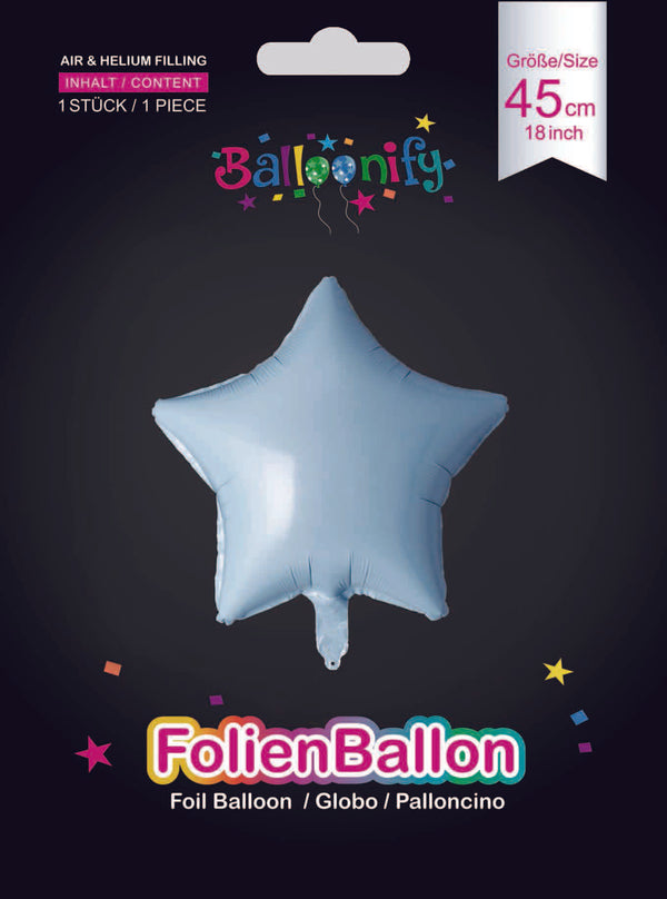 Folienballon Stern in Hellblau, 45cm