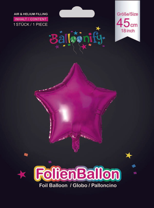 Folienballon Stern in Pink, 45cm