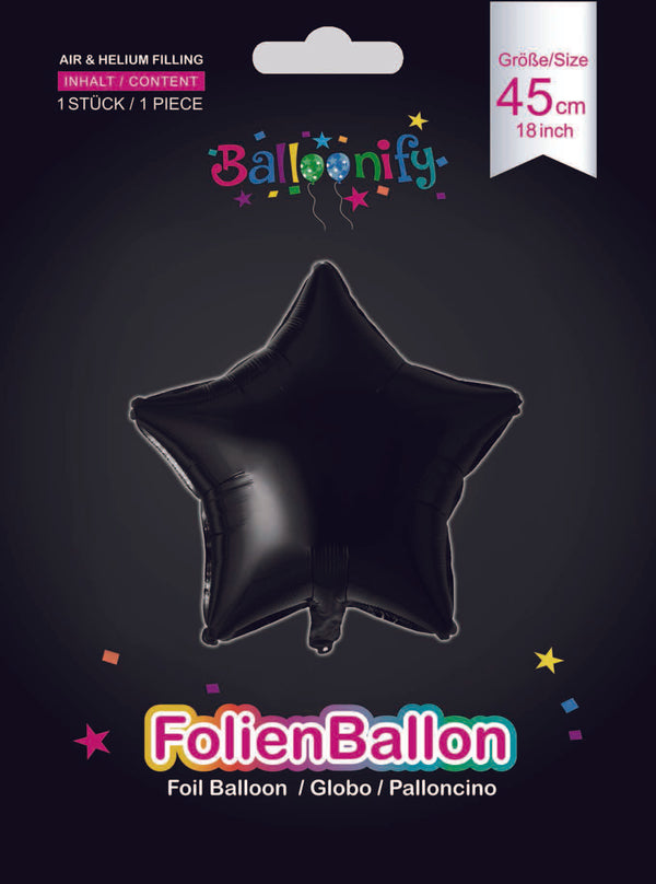 Folienballon Stern in Schwarz, 45cm