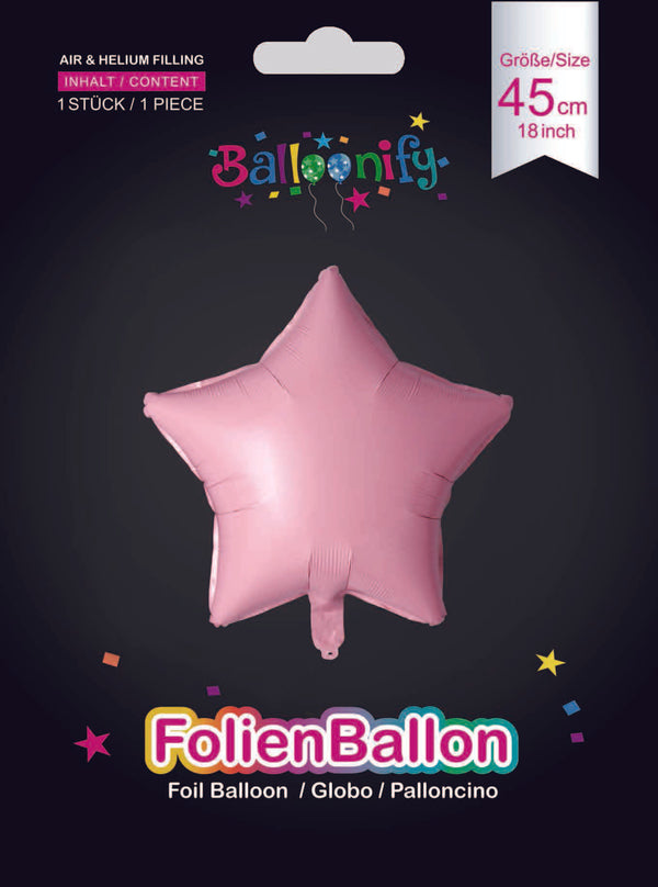 Folienballon Stern in Rosa, 45cm