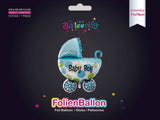 Folienballon BABY BOY Kinderwagen in Blau, 71 x 79cm