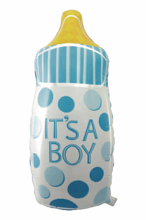 Folienballon IT'S A BOY Babyflasche in Blau, 81 x 42cm