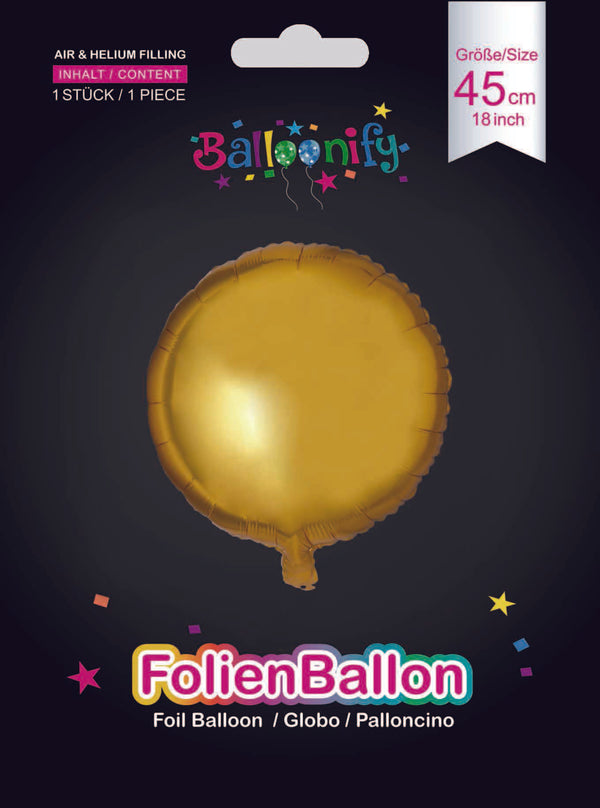 Folienballon Rund in Gold, 45cm