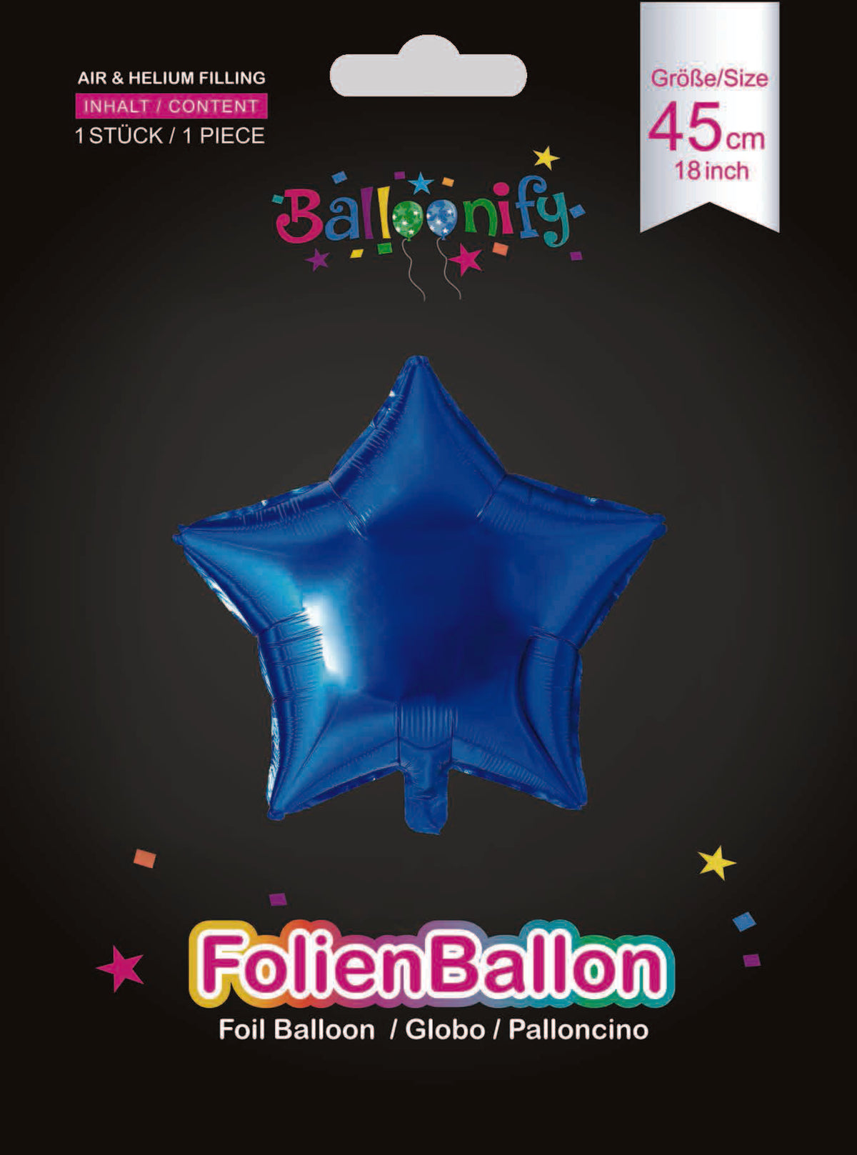 Folienballon In Stern-Form – 45 Cm, Dunkelblau, Für Helium Oder Luft, Perfekt Für Geburtstagsfeiern & Partys